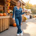 thumbnail image 6 of felwors Women's 2 Piece Workout Set, Velvet Tracksuit Long Sleeve Zipper Hoodie and Velour Sweatpants, Jogging Lounge Suit for Activewear & Relax (Blue, XXL), 6 of 9