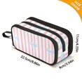 thumbnail image 3 of Stripes Background Blue Bowknots Pencil Case Stationary Holder Pen Bag Pencil Pouch Tool Organizer 3 Compartments, 3 of 8
