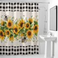 thumbnail image 4 of Sunflower Leaves Fabric Shower Curtain Watercolor Floral Buffalo Plaid Washable Shower Curtains for Bathroom, Waterproof Bath Curtain with Hooks Home Decor 72x84in, 4 of 8