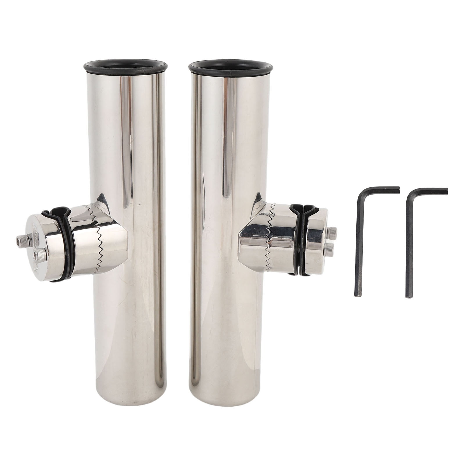 AVPAVP 2PCS Tournament Style Boat Fishing Rod Holders 316 Stainless Steel Clamp-On Rail Mount Fishing Pole Holders for Vertical or Horizontal Rails Fits 3/4-1 Inch (18-26mm)