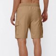 thumbnail image 4 of Pantalones Cortos de Carga de Cintura Elástica para Hombres Casual Sólido Longitud de Rodilla Bolsillo de Carga Pantalones Rectos, Mezcla de Algodón, 4 of 8