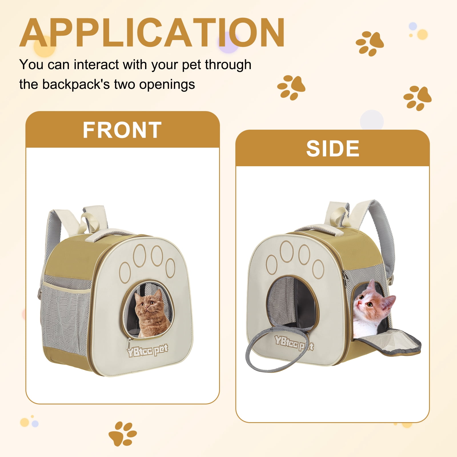Uxcell Pet Portable Travel Backpack Carrier for Small Large Cat Uxcell Pet Dog, Khaki