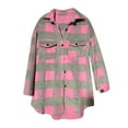 thumbnail image 4 of Mingw Womens Plaid Shacket Jacket Flannel Knitting Cotton Winter Clothing Woolen Coats,L, 4 of 5