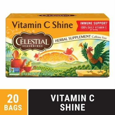 Celestial Seasonings Caffeine Free Vitamin C Shine Herbal Tea 20 ct
