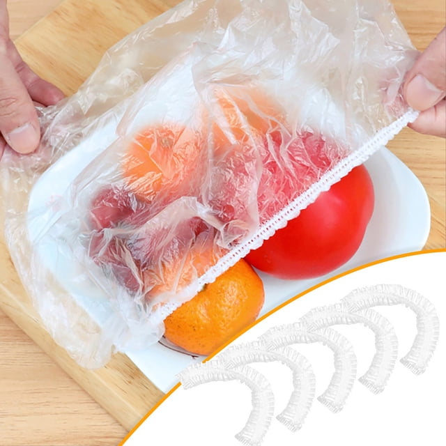 Sacs de Rangement Alimentaire avec Bouche Élastique / Housses de Conservation Réutilisables / Matériau PE Hermétique et Étanche / pour Micro-Ondes Congélateur Réfrigérateur / 600 Pcs / Résistant Haute/basse Température