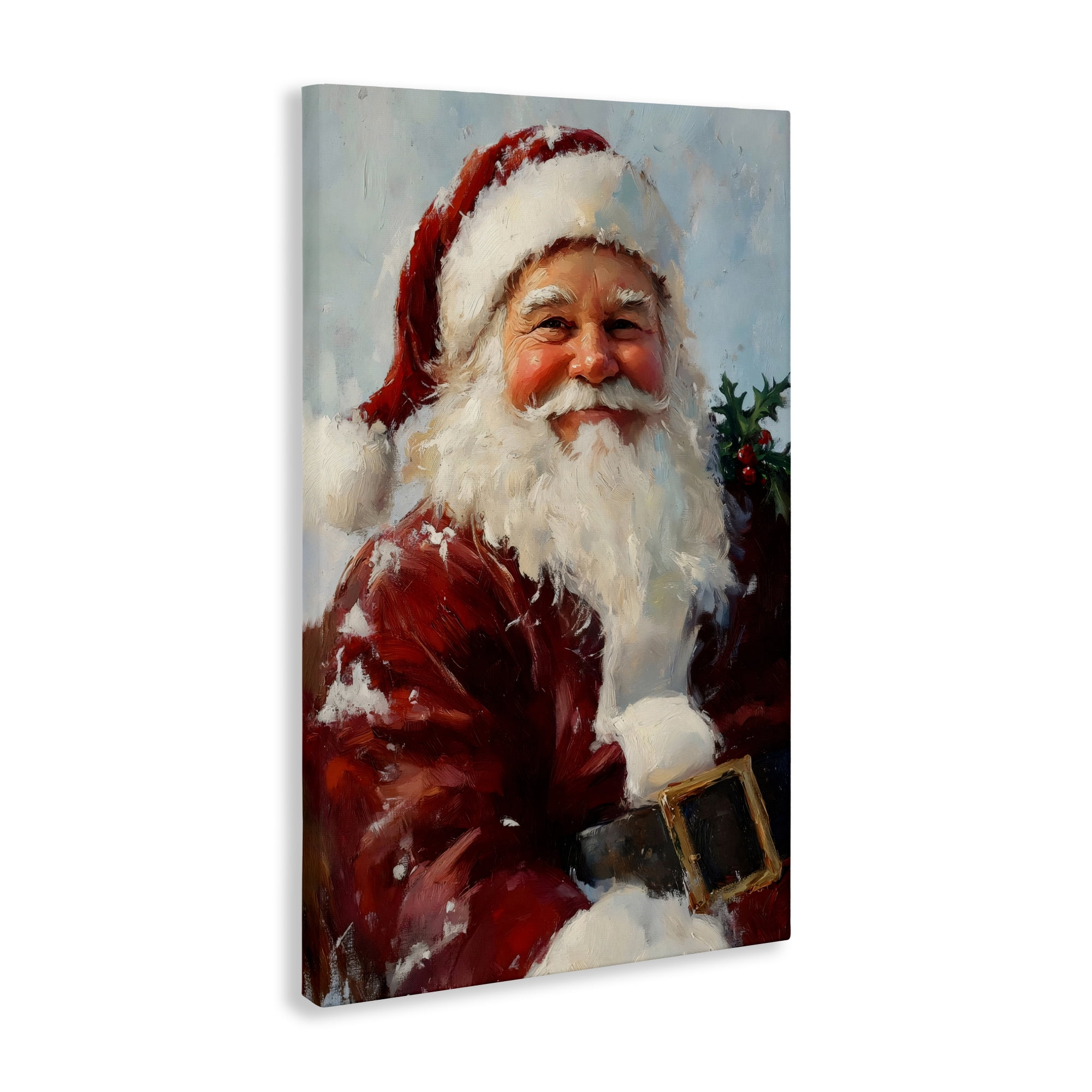 Rosy Cheeked Santa Smile Canvas Wall Art, design by Petal Prints Design