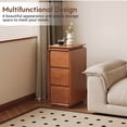 thumbnail image 6 of WIRRYTOR Mid-Century Modern Curved Edge Nightstand Set of 2, Narrow Wood Bedside Tables with Floating Top, No Assembly 3 Drawer End Tables, Walnut, 6 of 9