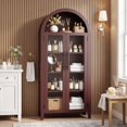 thumbnail image 5 of Lumiparty Arched Kitchen Pantry Cabinet, 5-Tier Storage Cabinet for Kitchen Dining Room, Walnut, 5 of 7