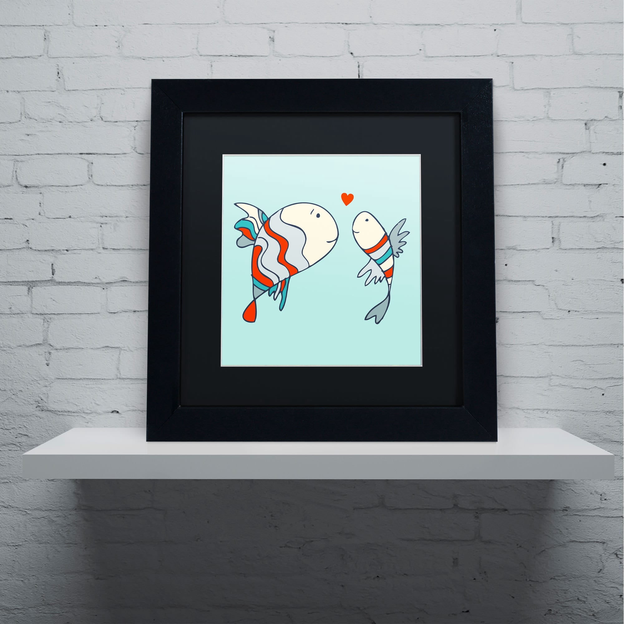 Carla Martell 'Two Little Love Fish' Black Matted Framed Art