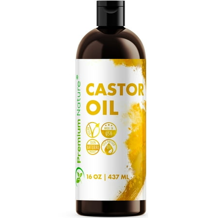 Castor Oil 16 oz - Carrier Oil, Stimulates Hair Growth, Conditions Hair, Heals Inflamed Skin, Nourishes & Moisturizes Skin, Fades Blemishes - By Premium (Best Carrier Oil For Skin Care)
