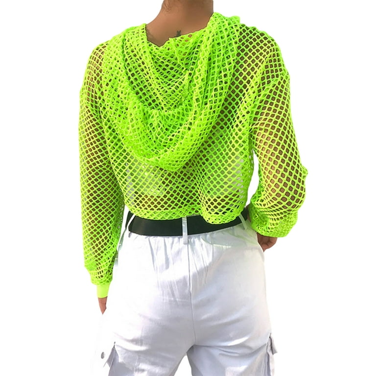 parkere Diagnose lufthavn Felcia Women Neon Mesh Fishnet Top Perspective Long Sleeve Cropped T-shirt  - Walmart.com