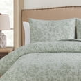 thumbnail image 2 of Botanical Leaves Sage All-Season Soft Luxury Chenille Jacquard Quilt Set, 2 of 4
