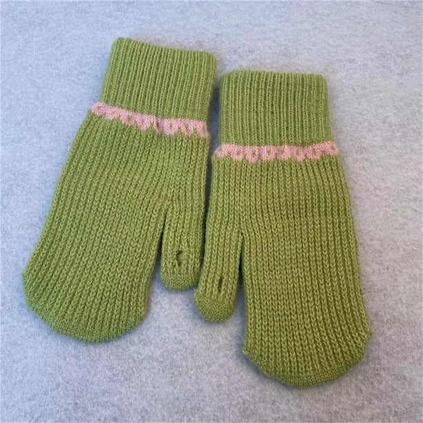 Guantes de mujer de color sólido a prueba de frío, sin dedos, cálidos, de punto, mitones para mujer