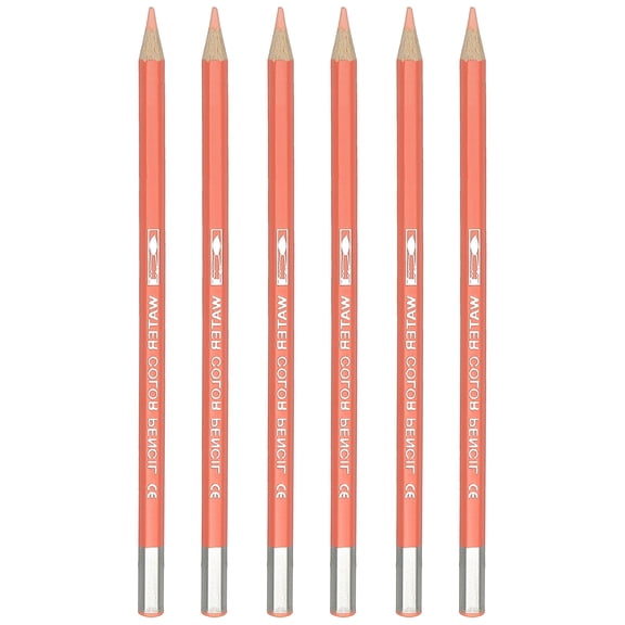 Uxcell Watercolor Pencil, 6Pcs Water Soluble Pencils for Blending, Coloring, Sketch Drawing, Painting, Light Orange Red