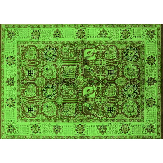 Ahgly Company Indoor Rectangle Oriental Green Industrial Area Rugs, 6' x 9'