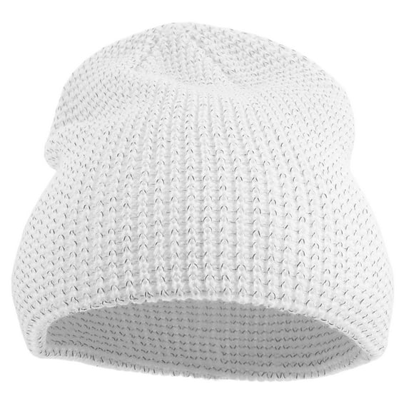 BEADCEST White Reflective Winter Beanie Hat for Night Visibility 1Pack 9.3X8.5X0.4In