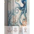 thumbnail image 6 of Nautical Teal Sheer Curtains 108 Inch Long 2 Panels, Octopus Ocean Coral Starfish Coastal Map Light Filtering Rod Pocket Curtains, Sheer Voile Drapes for Living Room Bedroom, 52"x108", 6 of 8