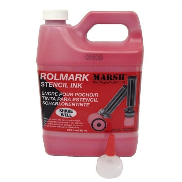 Rolmark Stencil Ink, 1 qt Can, Red, For porous and nonporous