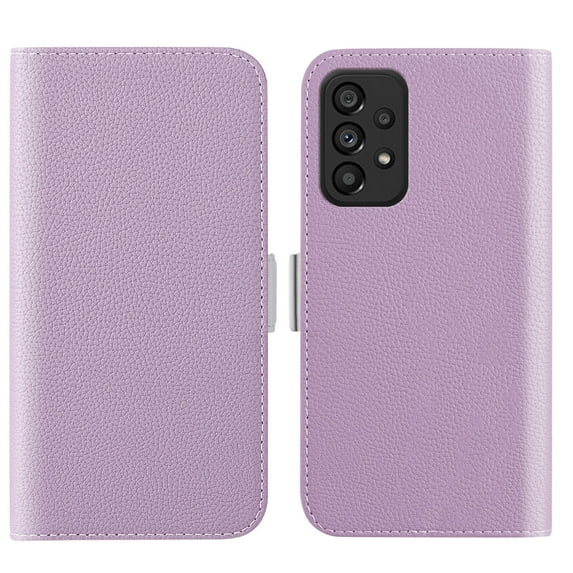 Feishell Wallet Case for Samsung Galaxy A23 4G,Lychee Texture PU Leather Candy Color Shockproof Protective Magnetic Flip Holder Anti-Scratch Phone Cover with Credit Card Slots & Cash Pocket,Purple