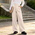 thumbnail image 6 of Stamzod Uniform Pants for Girls Fashion Striped High Waisted Wide Leg Dress Pants Casual formal Straight Leg Trousers with Pockets 11-12Years, 6 of 10