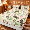 thumbnail image 4 of meiyoeat spring Garden Kitten Bed Sheets,Floral Cat Print Full Size Sheets,4 Pieces,1 Flat Sheet,1 Fitted Sheet and 2 Pillowcases, 4 of 6