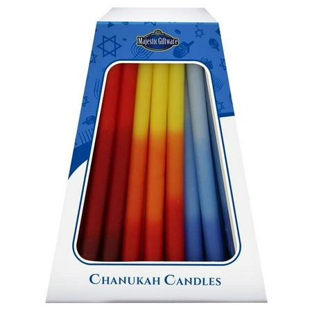 Lamp Lighters Ultimate Judaica Chanukah Candles - European Collection - 45 Pack -Blue/Red/Orange -