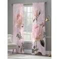 thumbnail image 4 of Romantic Pink Roses Sheer Curtains 84 Inch Length 2 Panels Set, Watercolor Botanical Floral Voile Window Treatment Rod Pocket Curtains Sheers Drapes for Bedroom/Living Room/Kitchen 52"x84"x2, 4 of 7