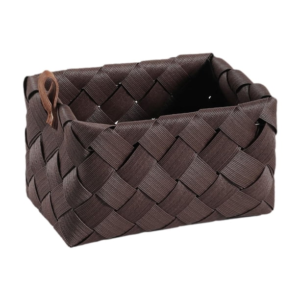 Caja de almacenamiento tejida, organizador, armario, baño, cesta de ratán sintético, contenedor de almacenamiento para revistas, juguetes, oficina, ja 22 cm x 15 cm x 135 cm