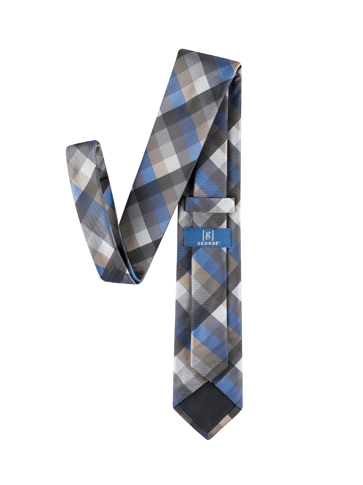 George Men's Shaded Grid Pattern Slim Width Necktie, One Size