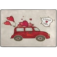 thumbnail image 4 of SKYSONIC Valentines Day Red Car Non-Slip Area Rug, Heart Cute Vintage Floor Carpet Comfort Floor Mats Decor for Indoor Front Porch,Living Room, Bedroom,Kitchen,72"x48", 4 of 5