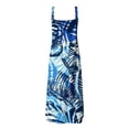 thumbnail image 5 of Bigersell Spring Dresses Boho Summer Maxi Dress for Women Summer Casual Criss Cross Sundress Sleeveless Split Long Beach Dress with Pockets Women T-Shirt Dress Style Female Extra long Dresses Blue XXL, 5 of 7