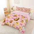 thumbnail image 2 of Erosebridal Cute Donuts Capybara Queen Comforter Set 3pcs For Children,Boys Girls Kawaii Ribbon Bow Knot Bedding Comforter Set,Pink Reversible, 2 of 7