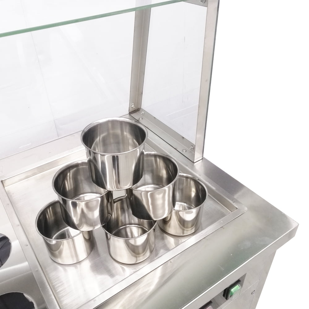 Techtongda Single Flat Pan Fried Ice Cream Machine Ice Cream Maker with Dust Cover Commercial Make Dessert
