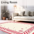 thumbnail image 2 of ODIKA 5'x7' Machine Washable Non-Slip Area Rug, Winter Wonderland Stripe Evergreen High Traffic Rug with Pad, Pink, 608218, 2 of 8
