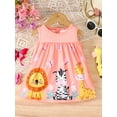 thumbnail image 2 of Infant Girls Dress 9 Months Girls Summer Dress 12 Months Girls Sleeveless Animals Print Dress Sundress Pink, 2 of 6