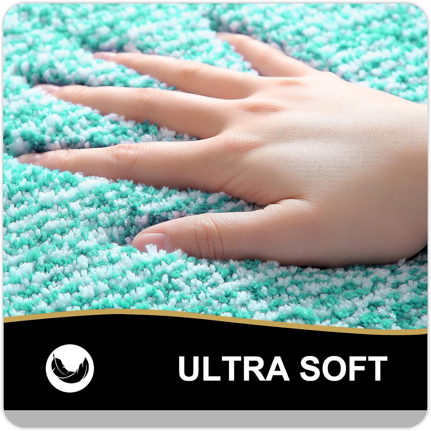 Ht Viik Bathroom Rugs 24x16, Extra Soft and Absorbent Microfiber Bath Mat, Non-Slip, Machine Washable, Quick Dry Shaggy Bath Carpet, Suitable for Bathroom Floor, Tub, Shower (Small, Green)