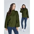 thumbnail image 3 of SSLR Oversized Sweaters for Women Turtleneck Sweater Drop Shoulder Knit Long Lantern Sleeve Pullover Sweater, 3 of 8