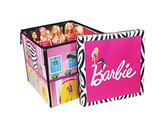 barbie zipbin 40 doll dream house toy box & playmat
