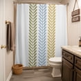 thumbnail image 3 of Green Blue Yellow Botanical Shower Curtain - Water Repellent Fabric Shower Curtains Washable, Vertical Leaves Rustic Decorative Polyester Cloth Bathroom Curtains Modern Bath Decor 36"x72", 3 of 8
