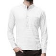 thumbnail image 2 of LYXSSBYX Men's Performance Long Sleeve Shirt Moisture Wicking Crew T-Shirt Baggy Cotton Linen Solid Pocket Turn-down Collar Tops, 2 of 8