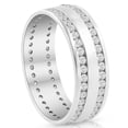thumbnail image 2 of Pompeii Mens 1 3/8Ct Diamond Eternity Ring 10k White Gold Double Row High Polished, 2 of 4
