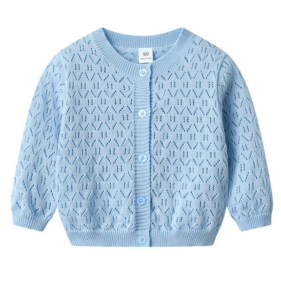 Dmsael School Uniform for Girls Cardigan For Girls School Sweater For Girls Girls and Toddlers' Uniform Slim Fit Crewneck Cardigan Sweater Blue,0-3 Months