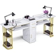 thumbnail image 6 of Advwin Double Manicure Table for 2 People, Dual Nail Desk with 2 Dust Collectors, 2 Wrist Rests, Storage Drawers for Nail Tools, Modern Workstation for Nail Salon, 6 of 7