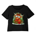 thumbnail image 4 of REORIAFEE 3 Piece Lounge Set Women Christmas 3 Piece Pajama Short Sleeve Top and Shorts Santa Graphic Soft Sleepwear Black XS-2XL, 4 of 7
