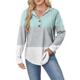 thumbnail image 2 of Cilsoka Womens Button Up Sweatshirts Hooded Striped Print Long Sleeve Drawstring Hoodies Casual Pullover, 2 of 5