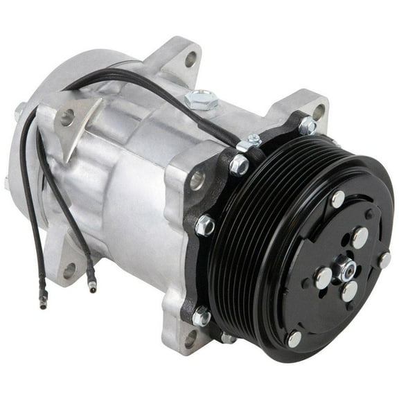 AC Compressor & 119mm 8 Groove A/C Clutch Replaces Sanden SD7H15 4866 w/ 24v Coil & Single Wire Clutch Switch - BuyAutoParts