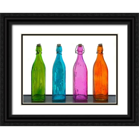 Riza, Aliza 14x11 Black Ornate Wood Framed with Double Matting Museum Art Print Titled - Colored bottles