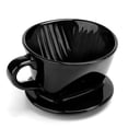 thumbnail image 1 of Taza con filtro de café, gotero de café de cerámica negra para una sola taza, soporte de goteo con filtro reutilizable L, 1 of 5