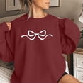 thumbnail image 2 of Clothing! Yajing Oversized Sweatshirt for Women Crewneck Sweatshirts Women Bow Print Sweatshirt Clean Girl Aesthetic Shirt Crewneck Pullover S Red, 2 of 4