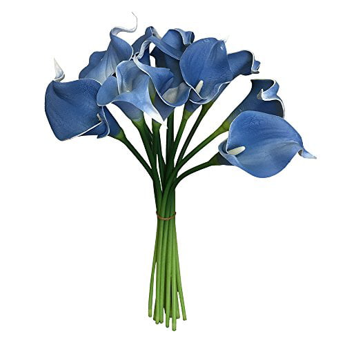 Boutonniere-Real Touch calla lily in Coral Reef Turquoise ribbon-Pin included 